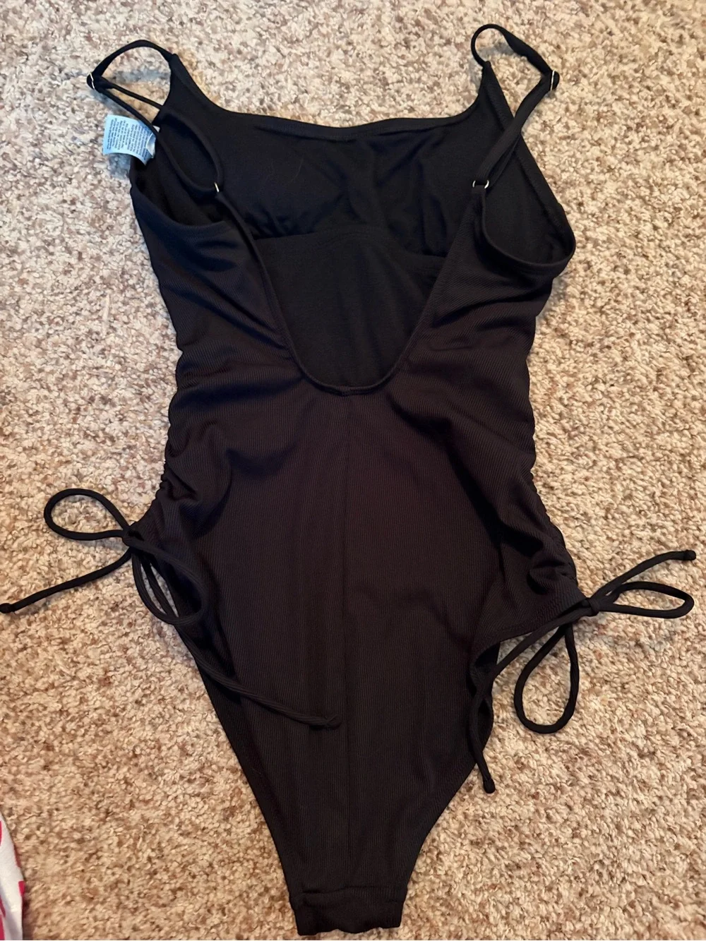 Shade & Shore Black One-Piece Swimsuit with Side Ties and Scoop Neckline